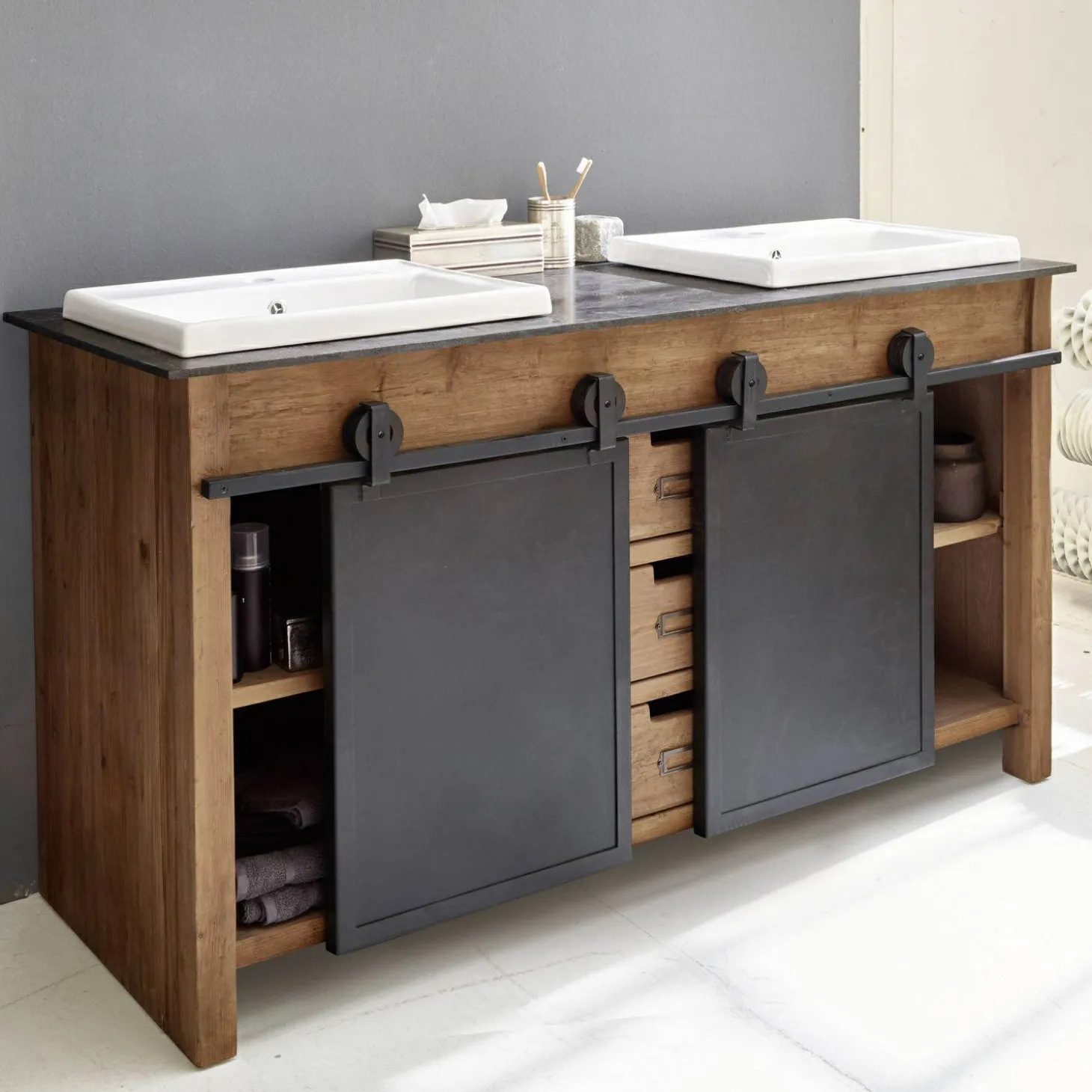 Mobile con doppio lavabo Aulon