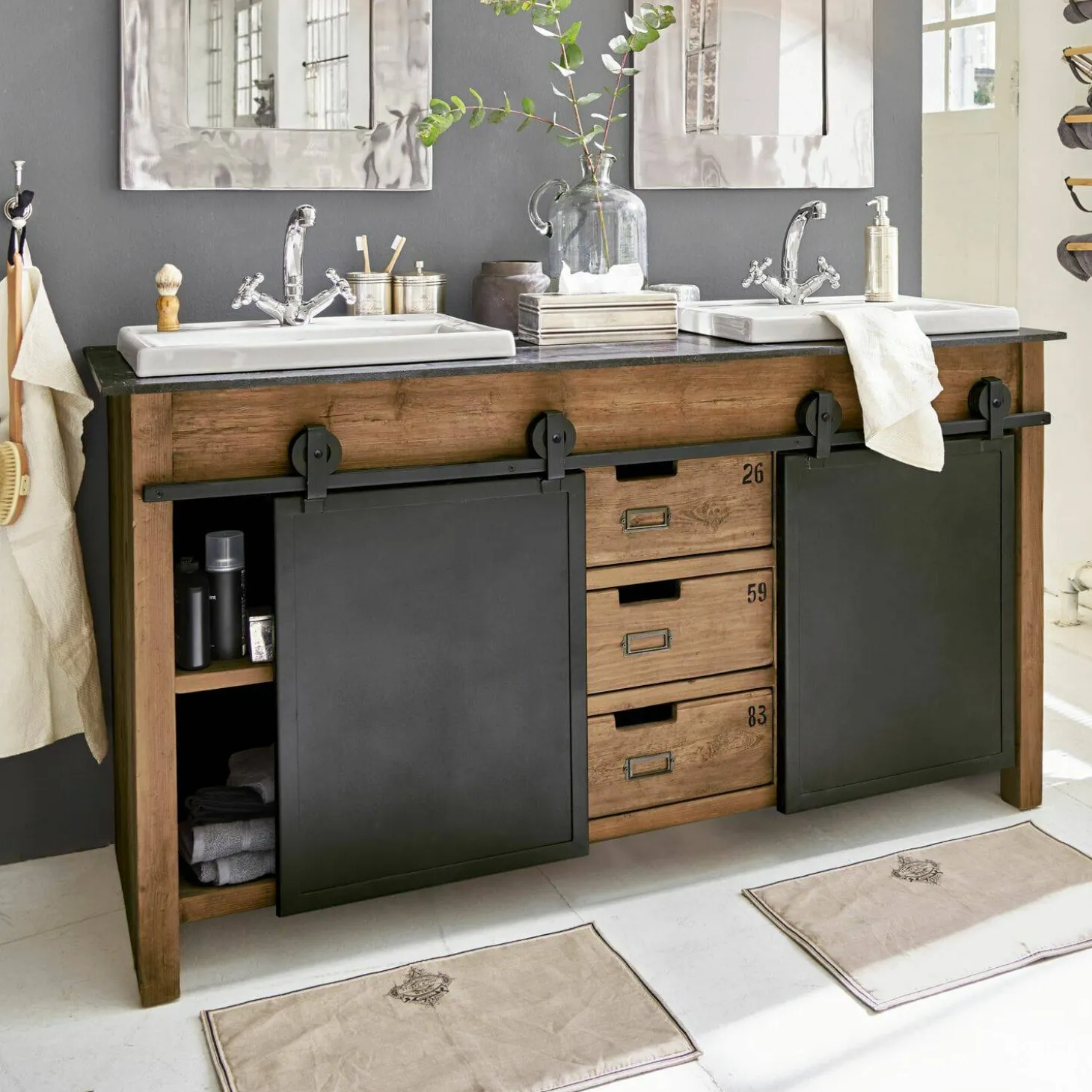 Mobile con doppio lavabo Aulon