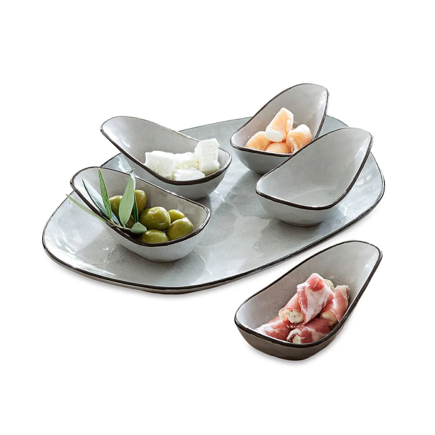 Set di 6 ciotoline su piatto Biarré