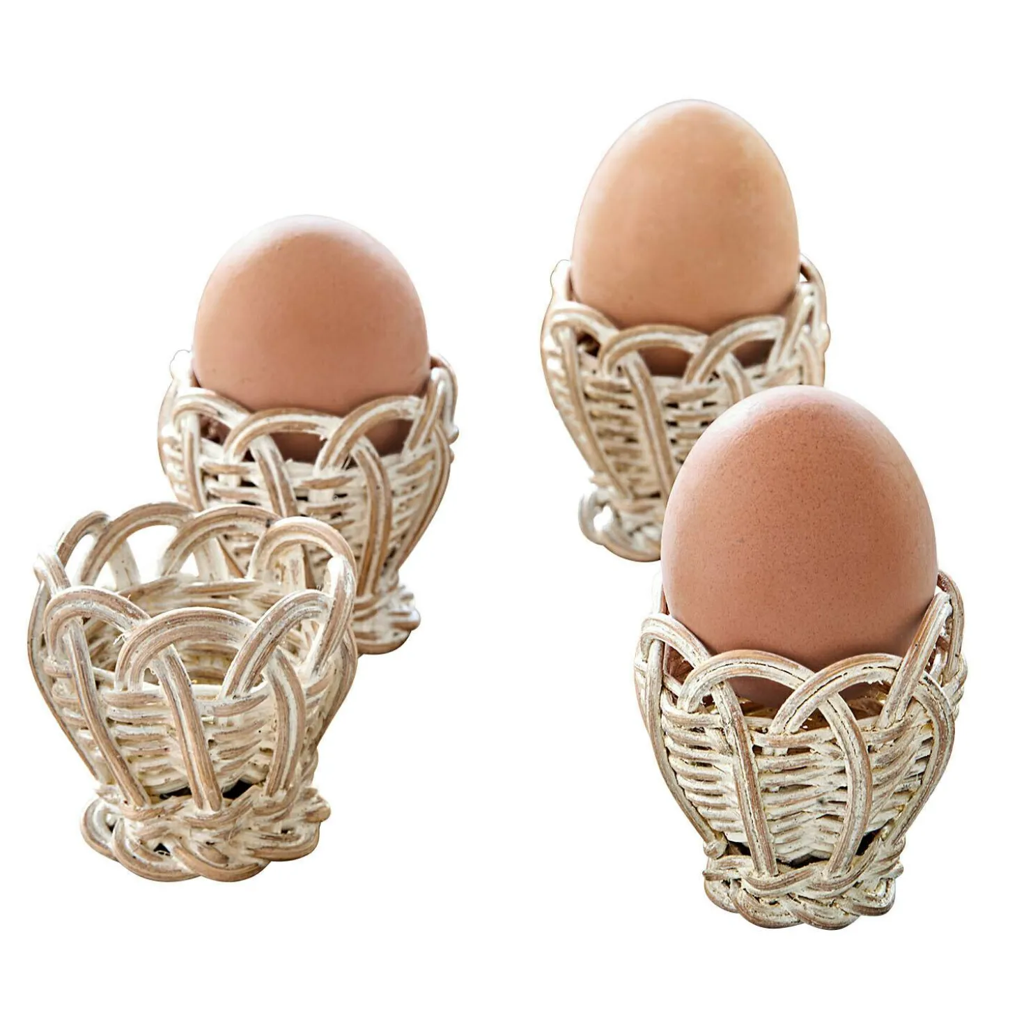 Set di 4 portauova in rattan Minouvelle