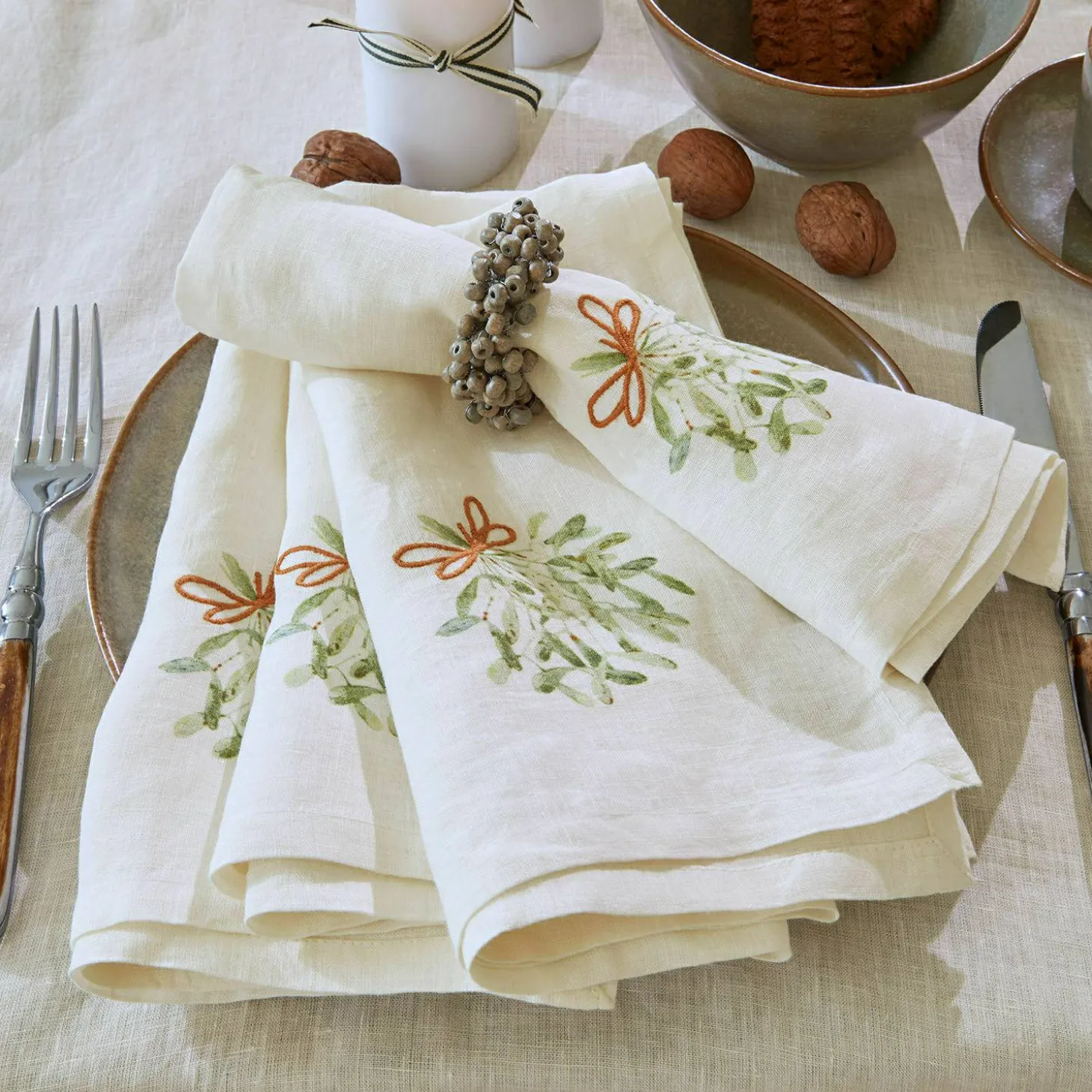 Set di 4 tovaglioli Mistletoe